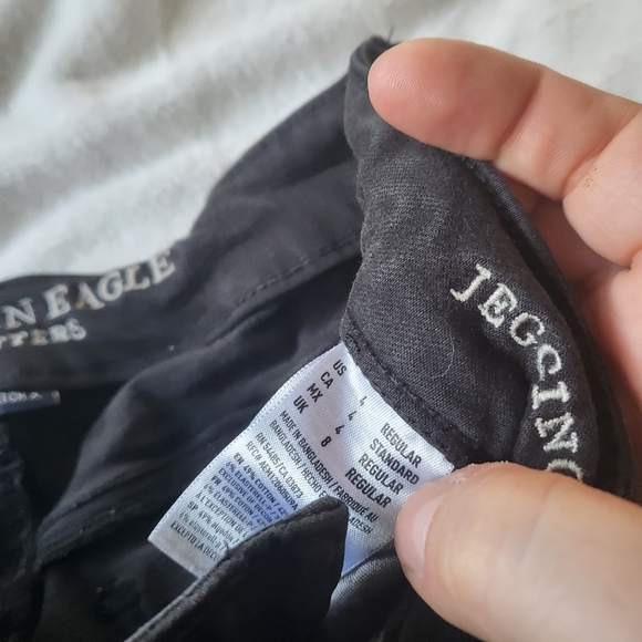 American Eagle Outfitters super stretch jeggings black ripped size 4 - Picture 4 of 7